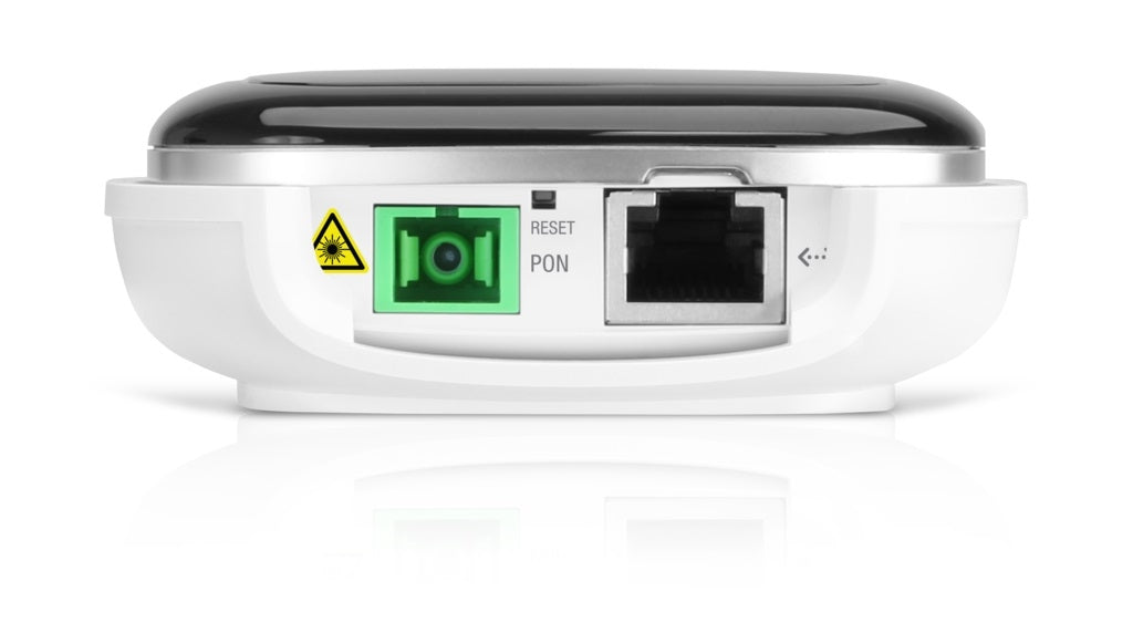 Ubiquiti UFiber UF-NANO GPON Optical Network Unit CPE, Passive PoE Input, LED Display, Wall Mountable