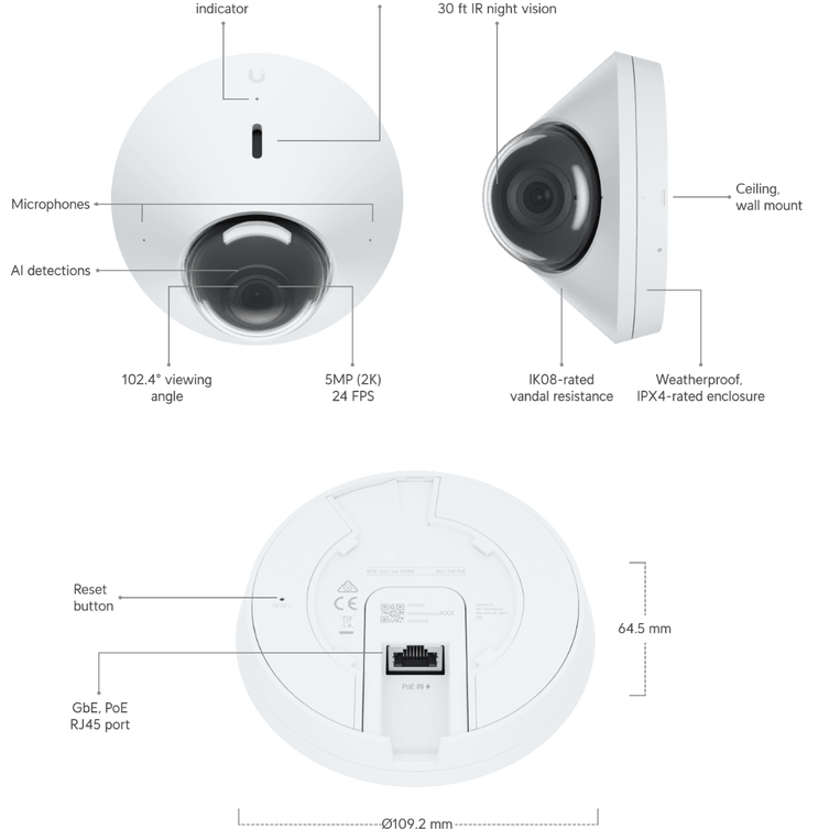 Ubiquiti UVC-G5-Dome UniFi G5 Dome Camera 