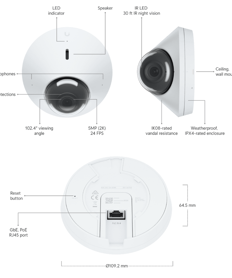 Ubiquiti UVC-G5-Dome UniFi G5 Dome Camera 
