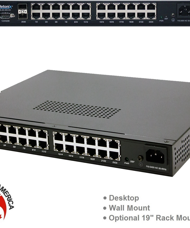 Netonix 24-Port 400 Watt Passive AC PoE Switch 2-Port SFP