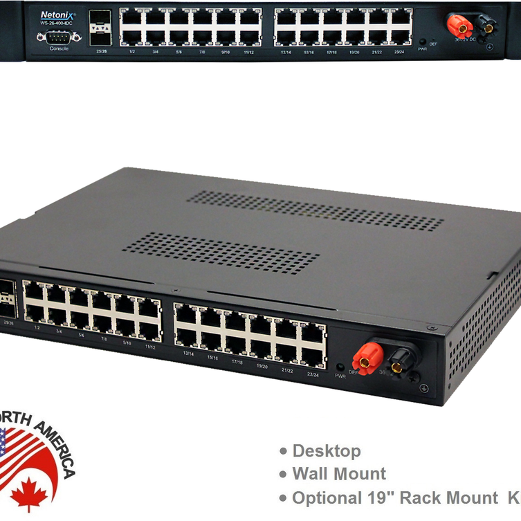 Netonix WS-26-400-IDC 24-Port 400 Watt Isolated DC Power Passive AC PoE Switch, 2-Port SFP